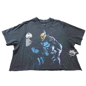 Darc Sport Punisher Stealth Premium Crop T-Shirt Womens Small Black Marvel Hero